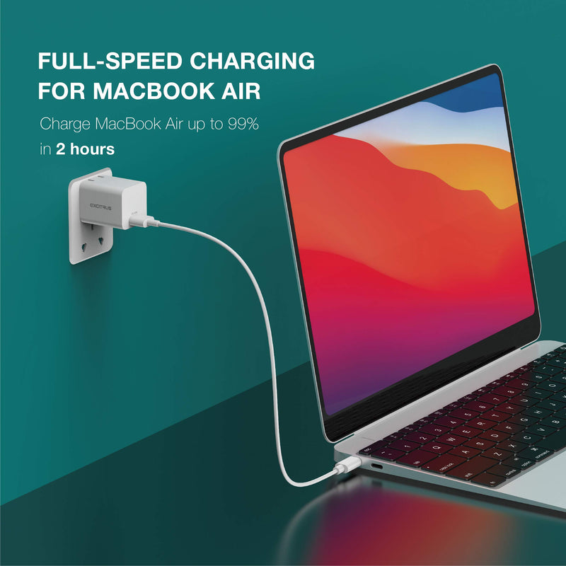 [Australia - AusPower] - EXCITRUS USB C Charger 30W PD Charger for MacBook, Quick Charge Laptop, Tablet, Smartphone, Type-C Cable Data Line for Type-C to Type-C Connection with USB C Devices. 