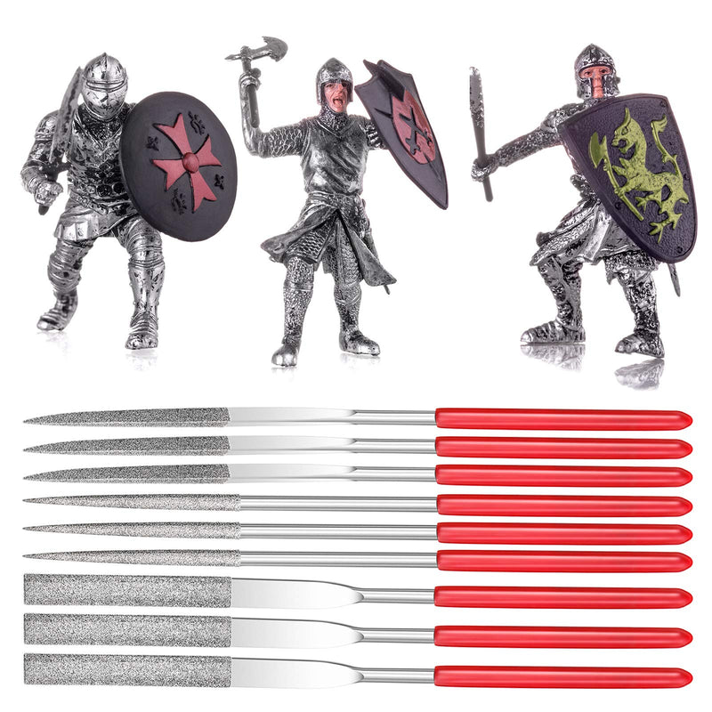 [Australia - AusPower] - 9 Pieces Miniature and Model Files, Includes Diamond File Set of Round, Flat and Triangular Metal File 