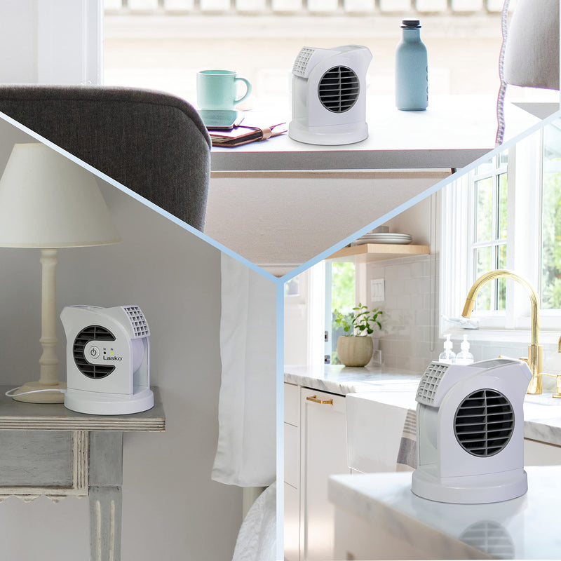 [Australia - AusPower] - Lasko MyCool D300 Mini USB Desk Fan with 40in. USB Cable and Bonus AC Adapter – Small Quiet Portable Personal 2-Speed Fans for Staying Cool at Home, Work, Office, Dorm, Car, and Travel, White 