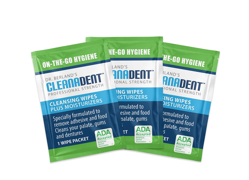 [Australia - AusPower] - Dr. B Dental Solutions Cleanadent Dental Wipes, Denture Cleaner Removes Adhesives, Food, Stains, and Odor 30 Count Pack 