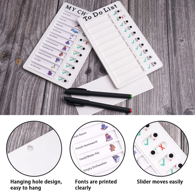 [Australia - AusPower] - 2 Pieces Chore Chart Memo Boards, Portable To Do List RV Checklist Board, Detachable Plastic DIY Message Home Travel Planning Reminder Chart with 10 Replaceable Blank Paper 