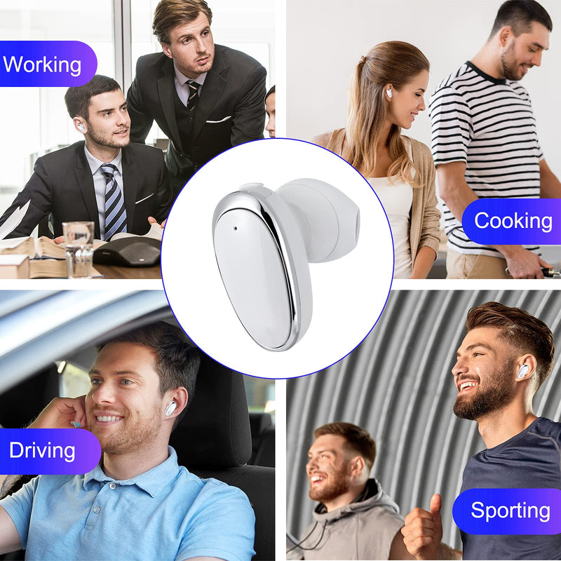 [Australia - AusPower] - Earbuds Headphones, Slim Bluetooth Headset, Wireless Bluetooth Earpiece V5.0 Hands-Free Earphones with Built-in Mic for Driving Business Office Home (Beans, Button-White-MB10) Beans 