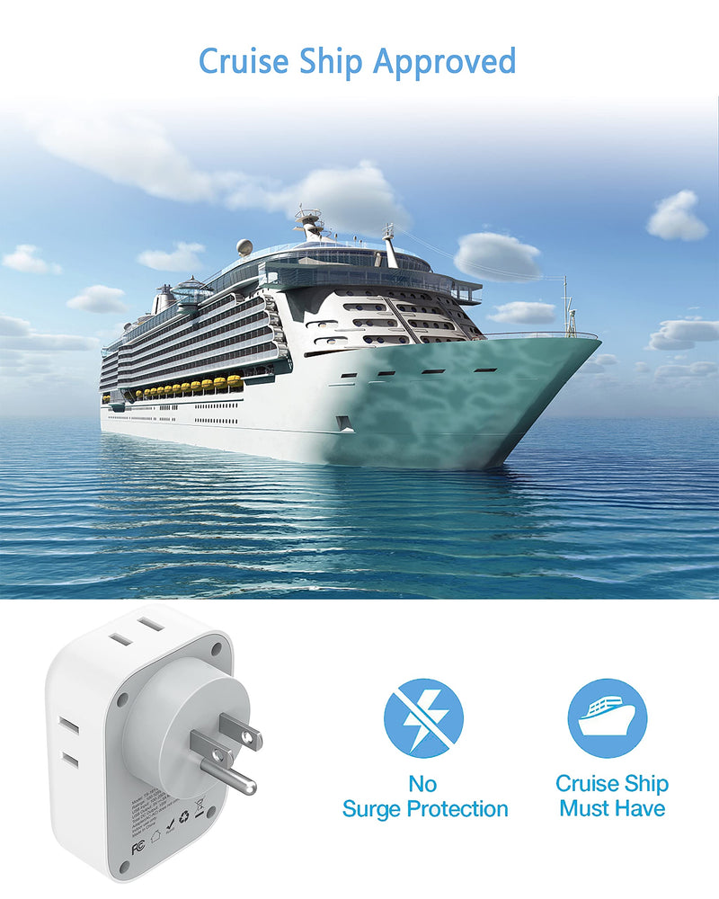 [Australia - AusPower] - USB Wall Charger, USB Plug Adapter Outlet Extender, TESSAN 3 USB Hub (1 USB C Port), Multi Charging Station for Cruise, Bathroom, Office, Dorm Essentials 