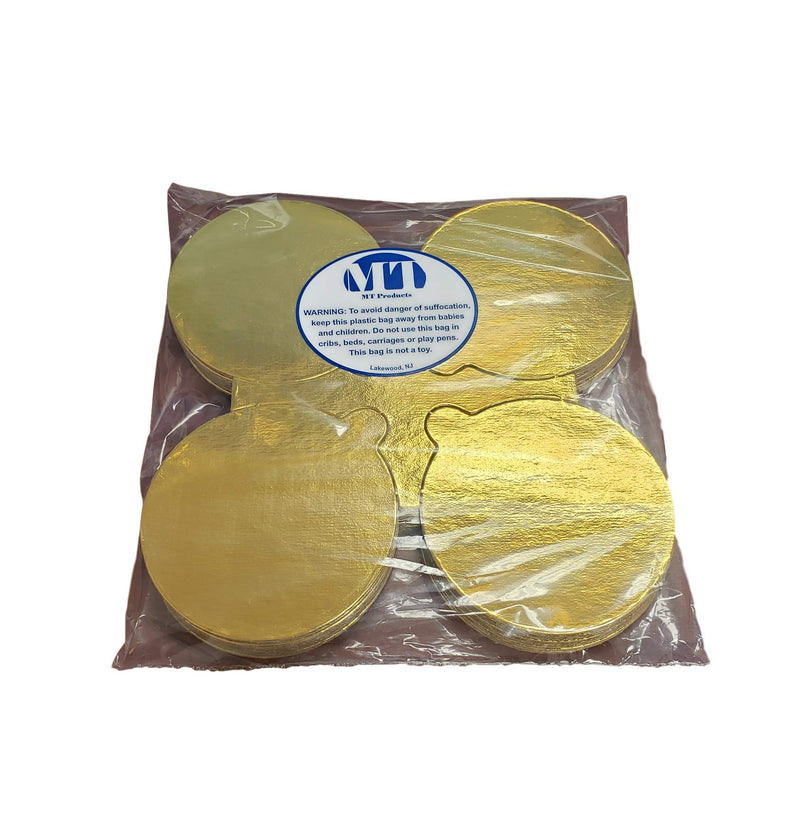 [Australia - AusPower] - MT Products 4 inch Round Gold Cake / Pastry Dessert Board with Tab (48 Pieces) 