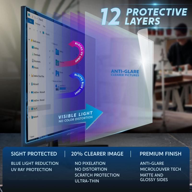 [Australia - AusPower] - 22 inch Monitor Anti Glare Screen – Anti-Glare, Anti-Scratch, Blocks 96% UV Blue Light Protection – Matte Gloss Finish (22" Widescreen (16:10) 22" WIDESCREEN (16:10) Anti Glare & Blue Light 