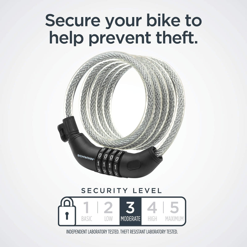 [Australia - AusPower] - Schwinn Anti Theft Bike Lock, Security Level 3, Combination Lock, 6 Foot/12mm Cable, Security Level 3/Combination Lock 