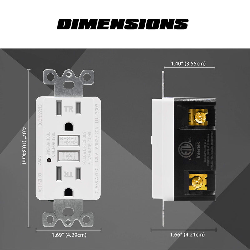 [Australia - AusPower] - 2 Pack - ELECTECK 15A/125V Tamper Resistant GFCI Outlet, Duplex GFI Receptacle with LED Indicator, Residential and Commercial Grade, ETL Certified, White White Button 