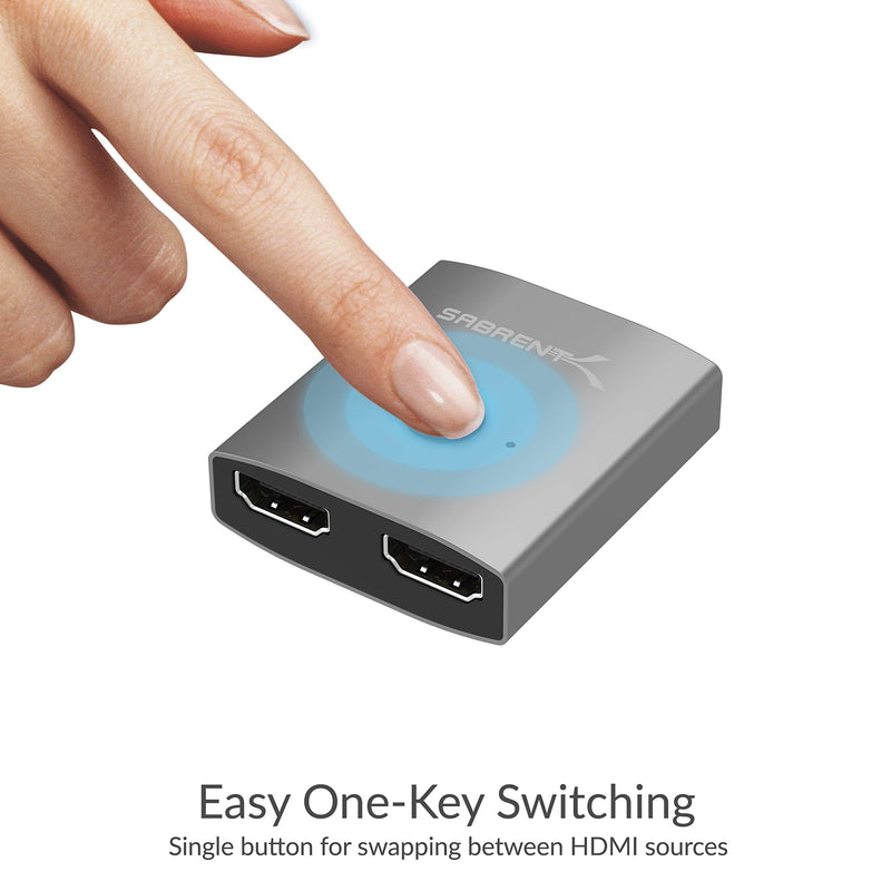 [Australia - AusPower] - SABRENT 2 Input 1 Output 4K, 2K, and 3D Support Dual HDMI 2 Port Aluminum Sharing Switch, Supports HD for Xbox PS5/4/3/ Roku or HDTV Fire Stick (DA-HSW2) 