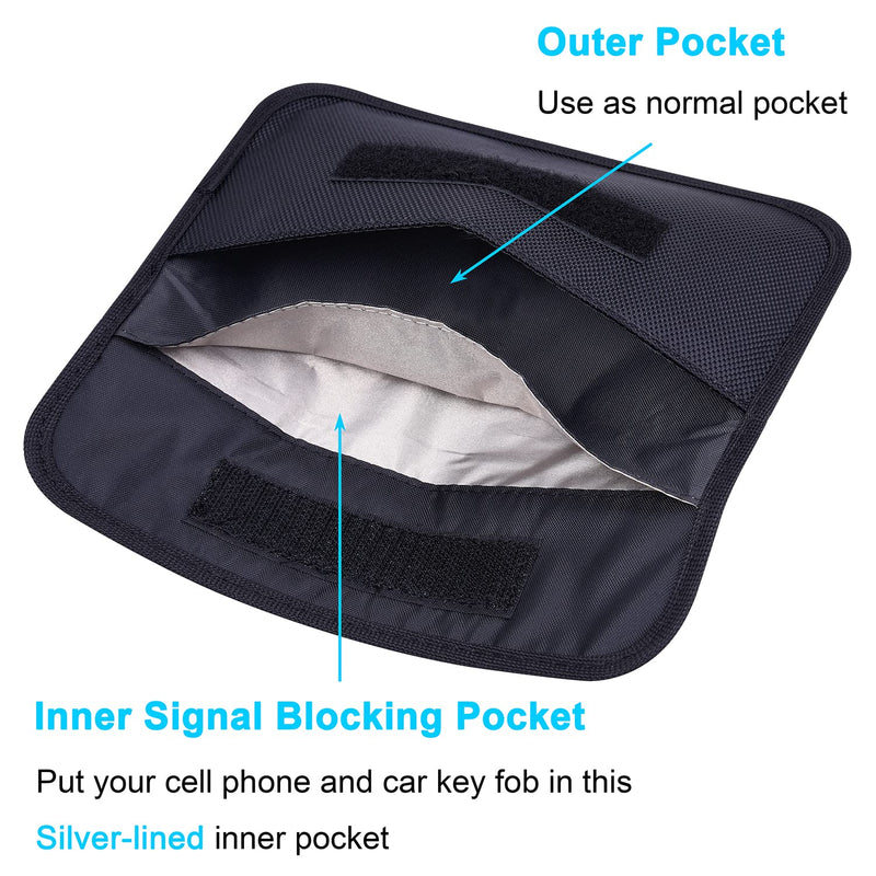 [Australia - AusPower] - Faraday Bag, Wisdompro 2 Pack RFID Signal Blocking Bag Shielding Cage Pouch Wallet Case for Cell Phone Privacy Protection and Car Key FOB, Anti-Spying Pouch, Anti-Tracking Case Blocker - Black 