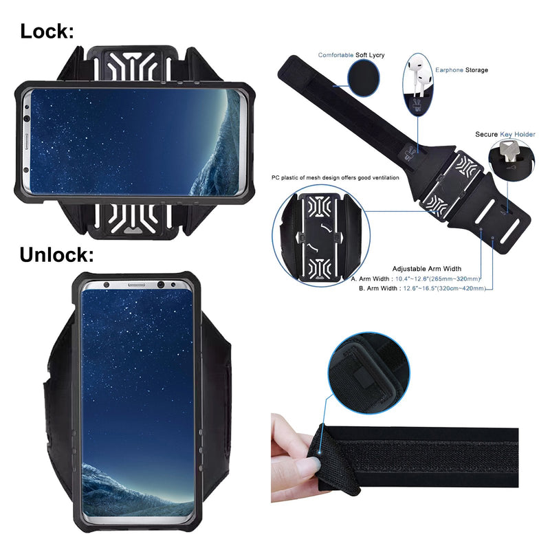 [Australia - AusPower] - Galaxy S8 Sports Armband Cell Phone Holder Case Arm Band Strap Pouch Cell Phone Exercise Running with Kickstand Shockproof Defend Protective for Samsung Galaxy S8 (Case Rotatable) (Black) Black 