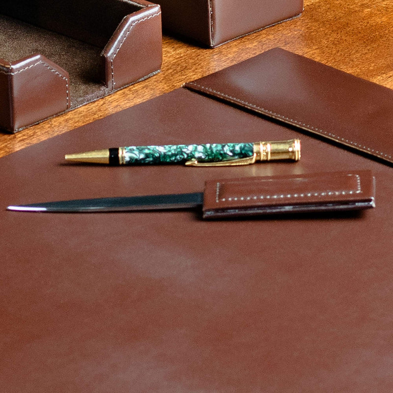 [Australia - AusPower] - Dacasso Dark Brown Bonded Leather Letter Opener 