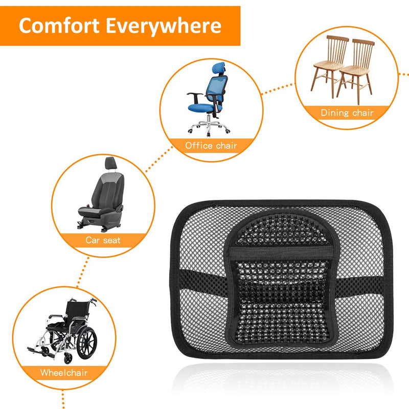 [Australia - AusPower] - Samyoung Mesh Back Lumbar Support, Back Support Seat Cushion with Breathable Mesh for Office Chairs Car 12” x 16” Black 