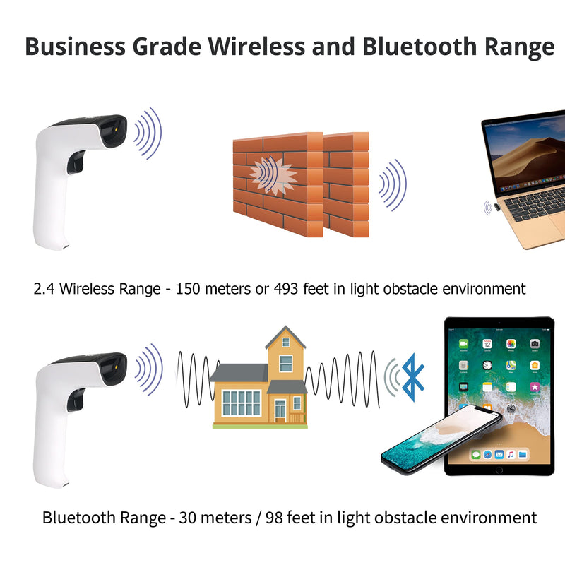 [Australia - AusPower] - ScanAvenger Wireless Portable 1D&2D with Stand Bluetooth Barcode Scanner: Hand Scanners 3-in-1 Vibration, Cordless, Rechargeable Scan Gun for Inventory - USB Bar Code/QR Reader (No Next Gen Stand) No Next Gen Stand 