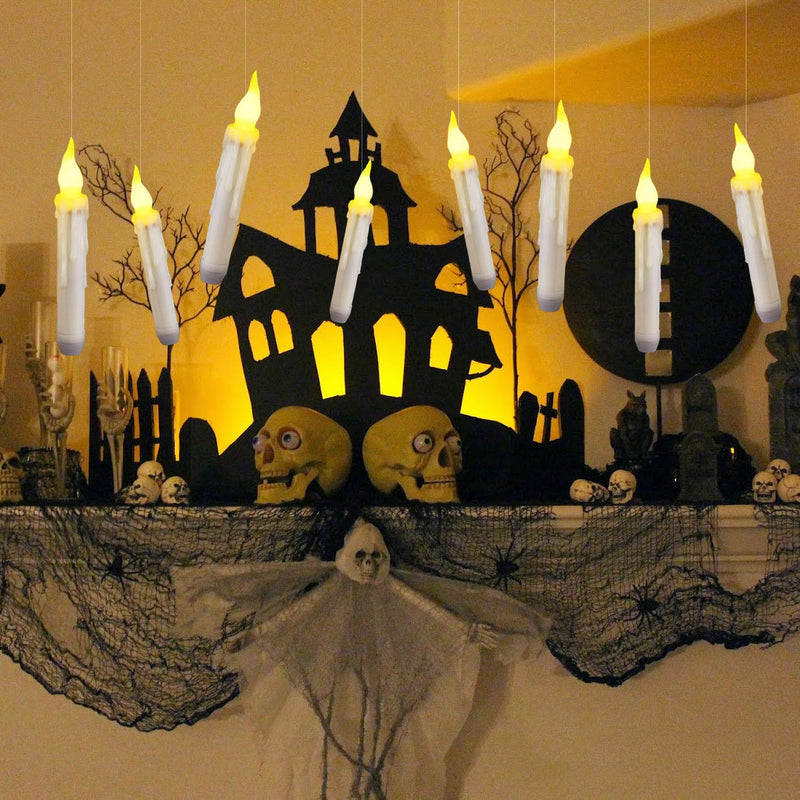 [Australia - AusPower] - Yakpo 6 Pack Remote LED Taper Candles Battery Operated, Halloween Floating Candle Lights Flickering Flameless Outdoor Electric Flicker Fake Candle Bulk, Window Chandelier Holder Christmas Decorations 