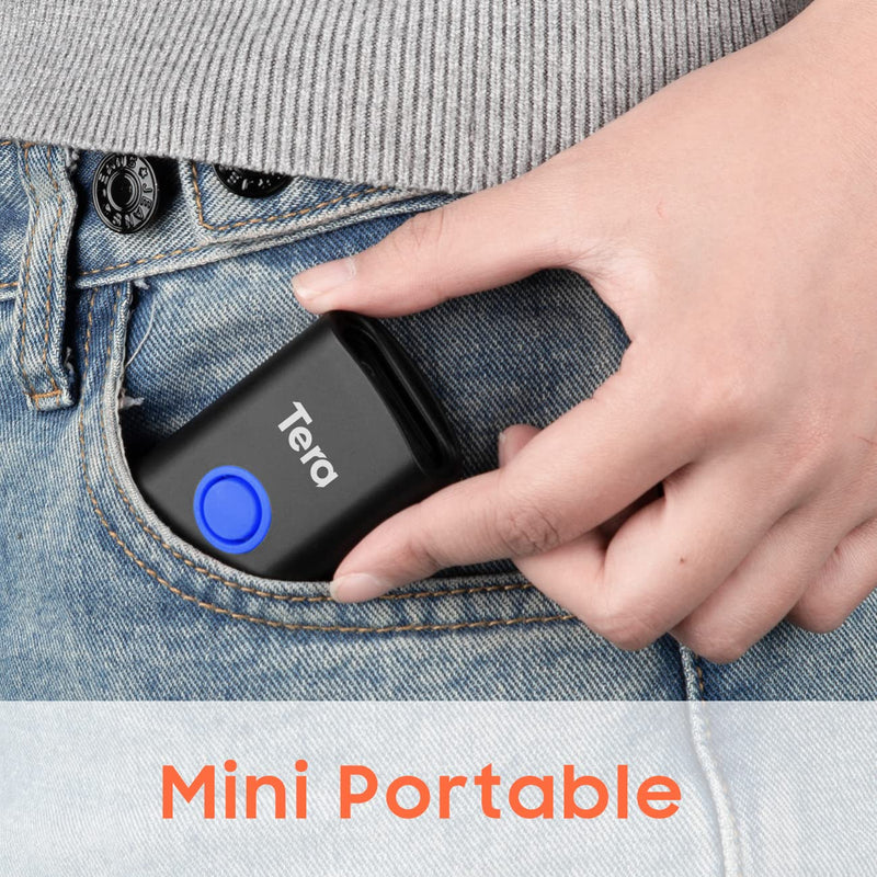 [Australia - AusPower] - Tera Wireless Barcode Scanner 1D Laser Mini Pocket Waterproof Scanner 3in1 Compatible with Bluetooth USB Wired Portable Bar Code Reader for Supermarket Logistics Work with iOS Windows Android 1100L 