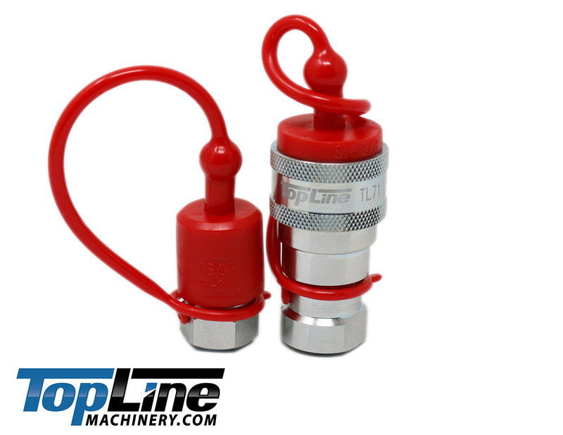 [Australia - AusPower] - TL71 3/8" NPT Thread Hydraulic Coupler Set ISO 7241-B 3/8 body Poppet Bobcat Skid Steer Coupling with Dust Caps 