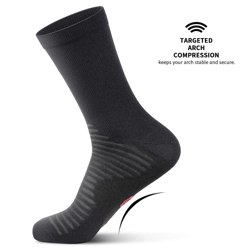 [Australia - AusPower] - PAPLUS Compression Athletic Crew Socks (6 Pairs) for Men & Women Black/White/Gray (2 Pairs Per Each Color) Large-X-Large 