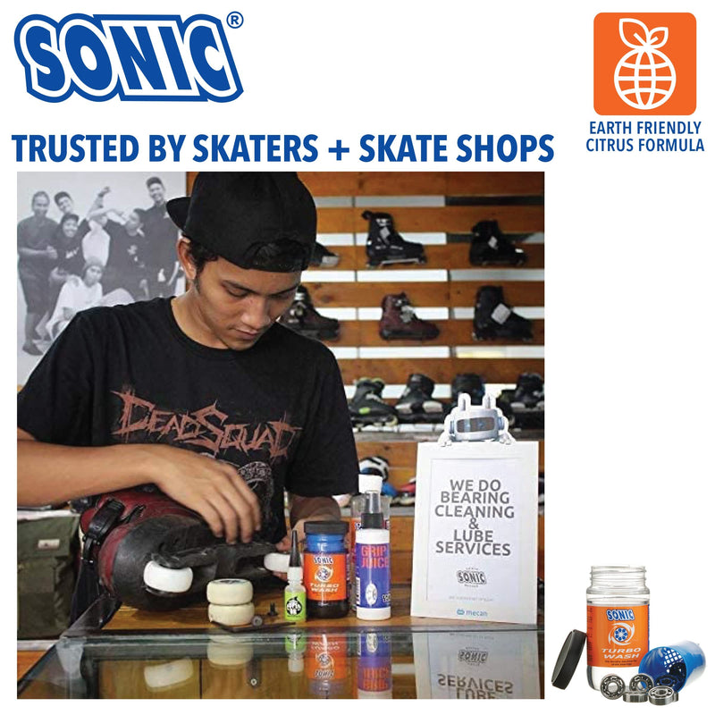 [Australia - AusPower] - SONIC Turbo Wash Skate Bearing Cleaning System - for Inline Skate, Roller Skate and Skateboard Bearings - Cleans up to 16 Bearings at a time - 8 oz Citrus Cleaner Included - Patented - Made in USA 