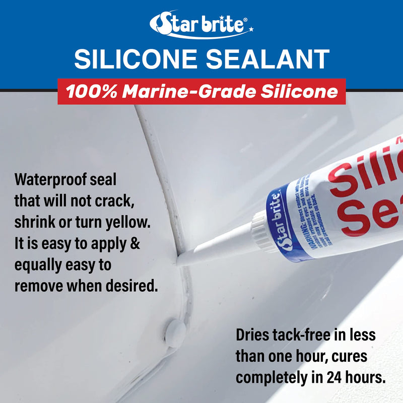 [Australia - AusPower] - STAR BRITE Silicone Sealant - Waterproof, Airtight, Flexible, 100% Marine-Grade Silicone - Ideal for Boats, RV, Auto & Home - Use Above or Below Waterline - 10.1 Oz 
