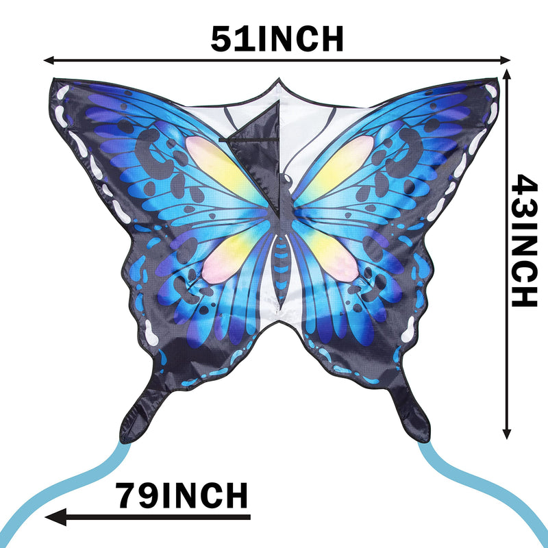 [Australia - AusPower] - JEKOSEN 2022 Style 55" Emperor Large Butterfly Kite for Kids and Adults Easy to Fly Beginners Single Line String with Tail for Beach Trip Park Outdoor Activities Blue 