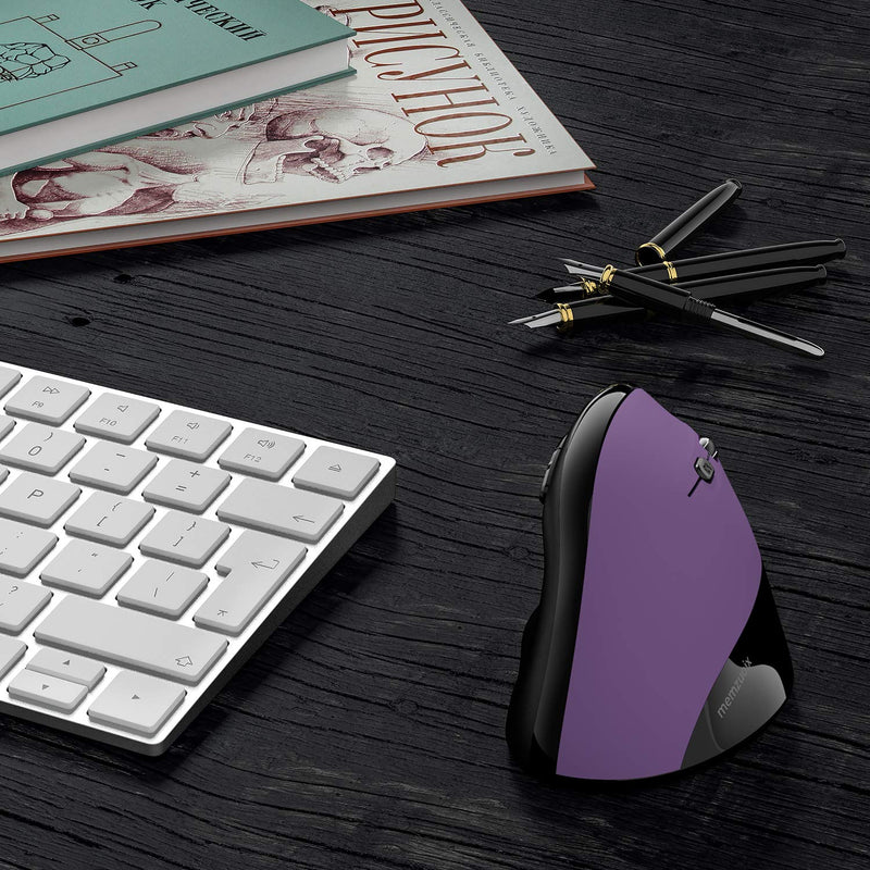 [Australia - AusPower] - Memzuoix Ergonomic Mouse Wireless, 2.4G Optical Cordless Mice with 800 / 1200 /1600 DPI, Vertical Computer Wireless Mouse for Laptop, Mac, PC, Desktop (for Right Hand, Large), Purple 