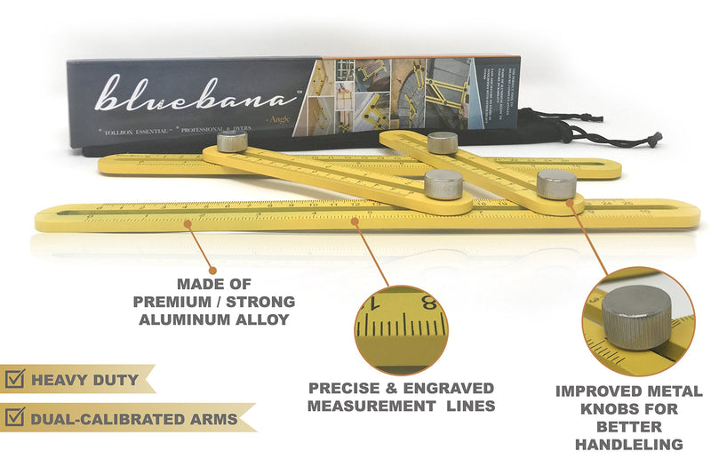 [Australia - AusPower] - Multi Angle Measuring Ruler Made of Premium Aluminum Easy Angle Ruler 836 angleizer Measurement Tool General Template Tool Box Tile Flooring Gift for Men Women Xeroly Layout Tools by Bluebana 