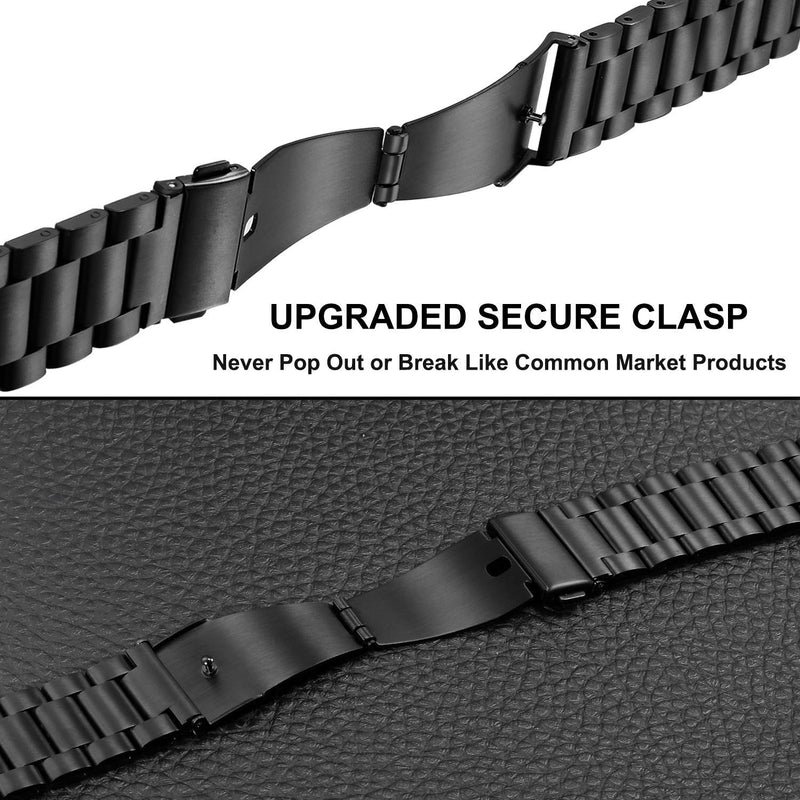 [Australia - AusPower] - Band Sets for Fossil Men's Gen 5 Carlyle / Garrett / Gen 6 44mm / Gen 5E 44mm Smart Watch, TRUMiRR 22mm Solid Stainless Steel Metal + Mesh Loop Strap Quick Release Watchband for Fossil Men's Gen 4 Explorist HR Black + Black 