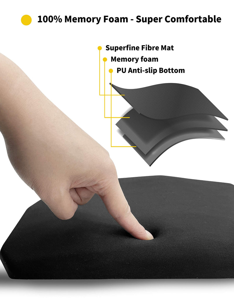 [Australia - AusPower] - SOUNDANCE Ergonomic Mouse Pad with Wrist Rest Support, Thick Mousepad Relief Carpal Tunnel Pain, Entire Memory Foam with Non-Slip PU Gel Base for Computer Laptop Desktop Home Office, 14 x 8 Inch Black A-Black 