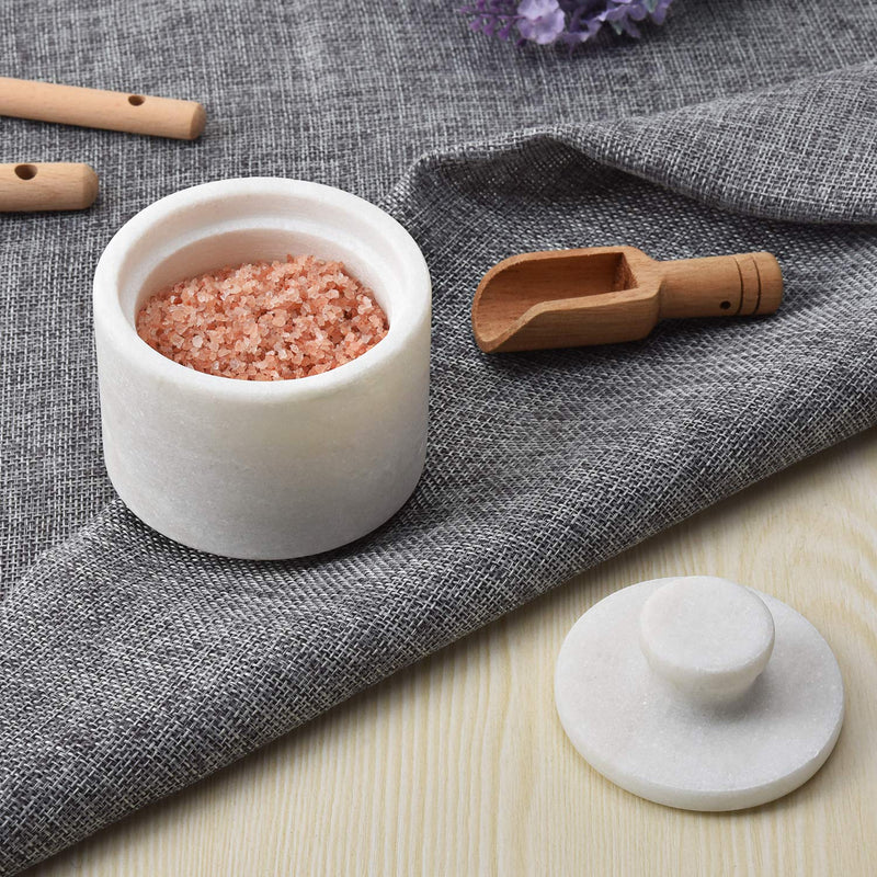 [Australia - AusPower] - White Marble Salt Cellar Keeper With Lid 
