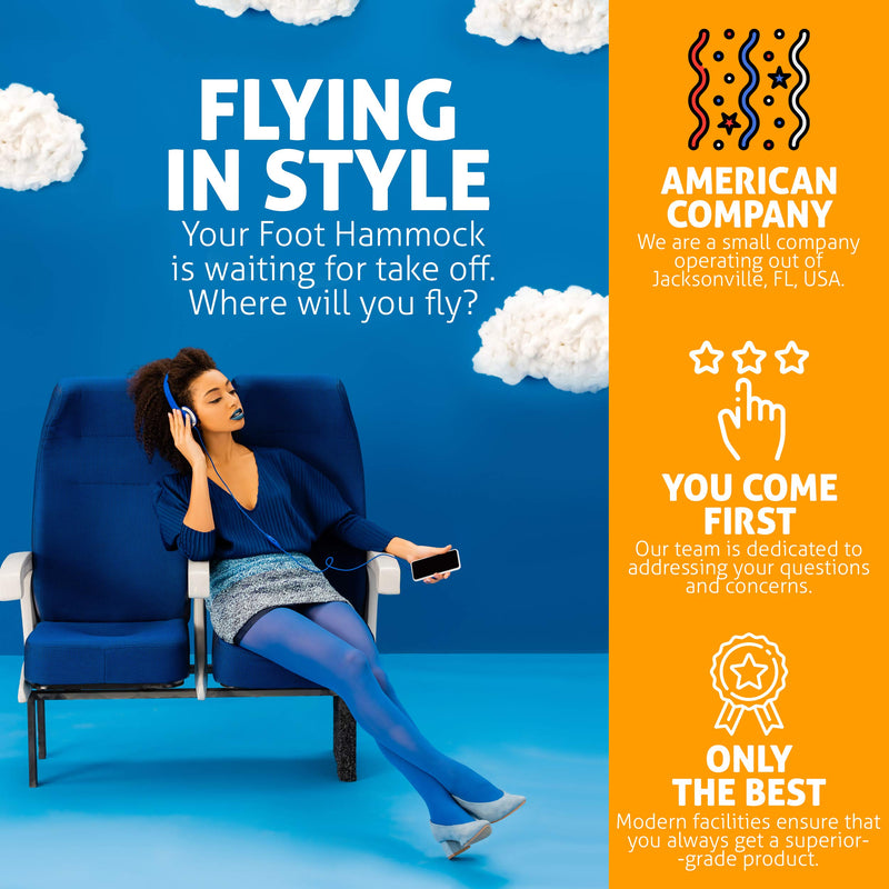 [Australia - AusPower] - Airplane Foot Hammock (Memory Foam), Perfect Airplane Footrest to Relax Your Feet | Foot Hammock for Airplane Travel Accessories, Desk Foot Hammock, Travel Foot Rest, Comfy Foot Hanger Airplane 1 Pack 
