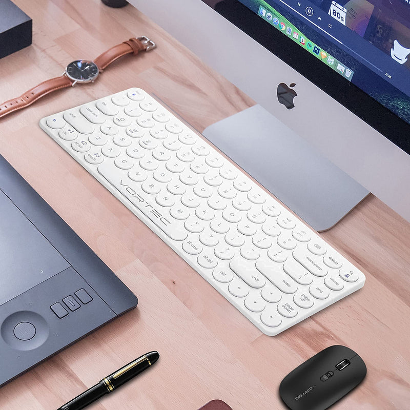 [Australia - AusPower] - Bluetooth Keyboard for iPad, iPhone, Android, Apple, Windows – Streamlined, Compact Multi Device Keyboard – Ergonomic Bluetooth Wireless Keyboard for Mac, PC – Computer Keyboard Bluetooth by Vortec 