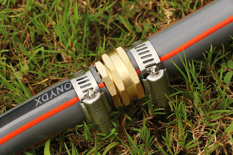 [Australia - AusPower] - U.S. Solid Brass Garden Hose Connector with Stainless Steel Clamps, Male and Female Garden Hose Fittings, 3 Sets (3/4 inch) 3/4 inch 
