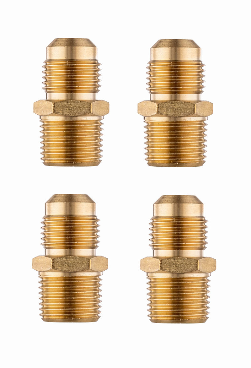 [Australia - AusPower] - (Pack of 4) Brass Tube Fitting for Propane Fitting, Half-Union, 3/8 in. Flare x 3/8 in. Male Pipe 