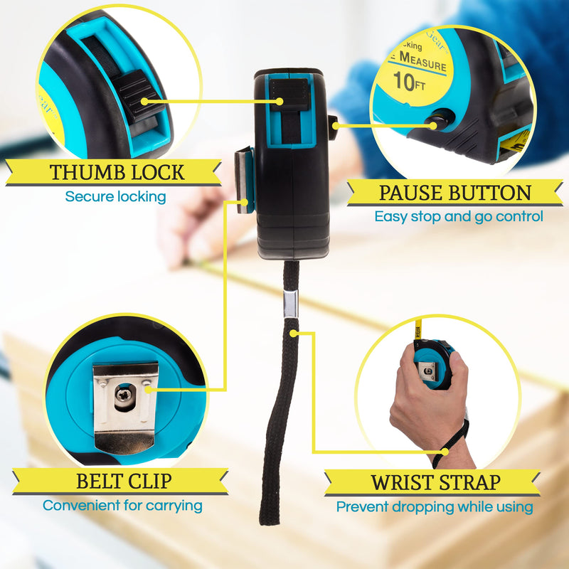 [Australia - AusPower] - Home Planet Gear - 10ft Tape Measure with Fractions - Measurement Tape 3 Pack of Small Measuring Tape Retractable - Mini Measuring Tape Small Tape Measure - Where's My Tape Measure? Blue 