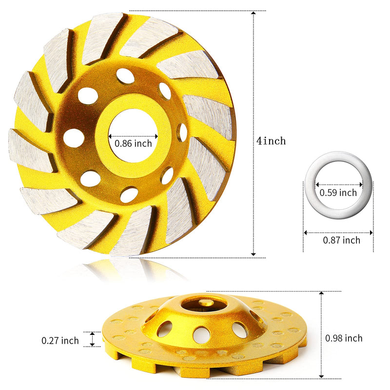 [Australia - AusPower] - 4 Inch Concrete Turbo Diamond Grinding Cup Wheel 12 Segs Heavy Duty Angle Grinder Wheels for Angle Grinder 