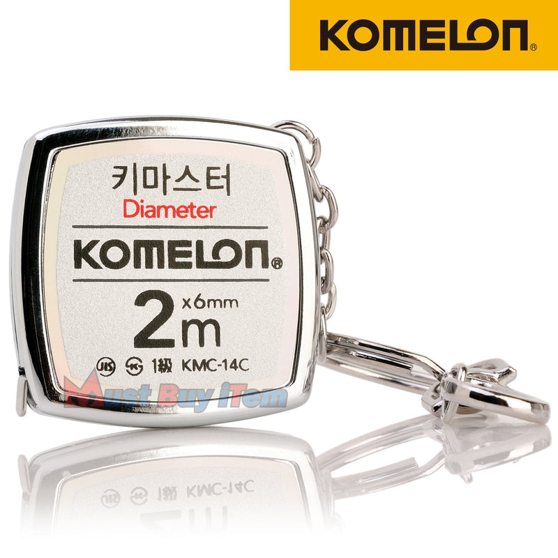 [Australia - AusPower] - Vintage Repertory Komelon KMC-14C Keymaster Metric Tape Measure 2-Meter/Diameter Keychain Pocket Mini Key Chain Ring Chrome Coated Measuring Tool with English Manual Included 