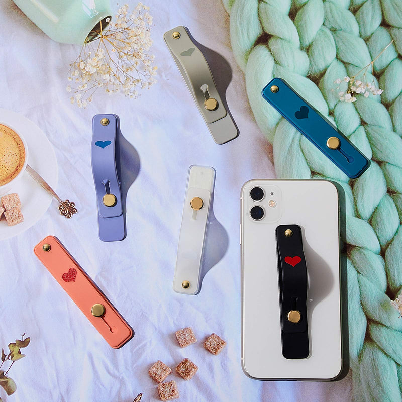 [Australia - AusPower] - 6 Pieces Phone Finger Grip Portable Telescopic Finger Strap Bracket Silicone Mobile Phone Ring Stand Phone Grip Finger Strap for Most Mobile Phones (Orange, Blue, Purple, Black, White, Gray) Orange, Blue, Purple, Black, White, Gray 
