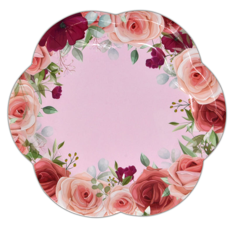 [Australia - AusPower] - 24 Disposable Tea Cups and Saucers Sets Floral Design 7" Flower Scallop Shaped Plates 24 5" Saucer Paper Plate 24 5 oz. Tea Cup with Handle 48 Lunch Napkins for Spring Wedding Birthday Party Supplies 