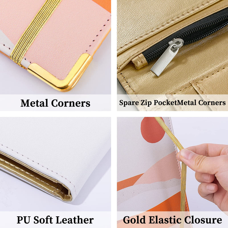 [Australia - AusPower] - Server Book, Bienbee Waitress Book Server Books for Waitress Waiter with Money Zipper Pocket Serving Book Server Notepad Waitress Accessories B-Apricot leaves 