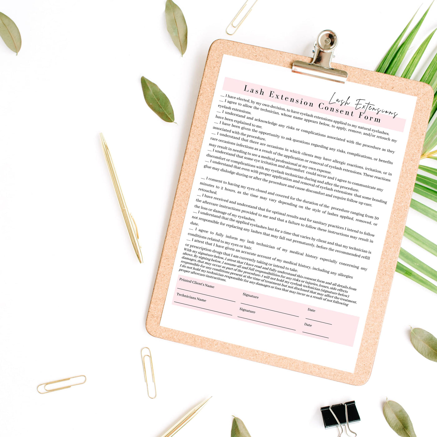 Boutique Marketing Lash Extension Consent Form, Intake Form, Aftercare ...