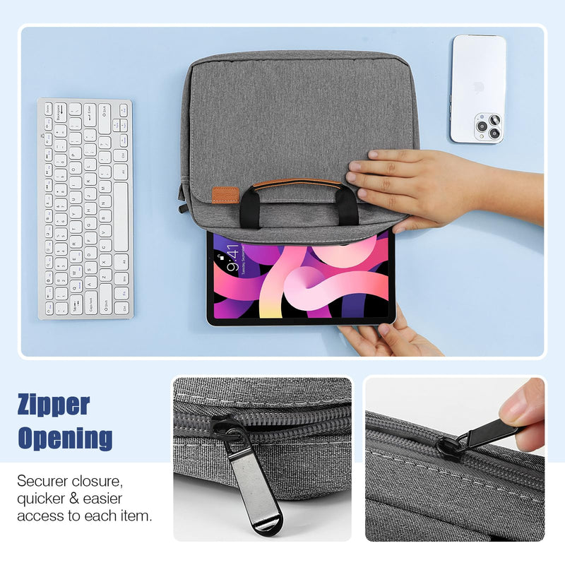 [Australia - AusPower] - MoKo 9-11 Inch Tablet Sleeve Bag, Protective Handle Shoulder Bag Fits iPad air 5 10.9" 2022, iPad Pro 11 M2 2022-2018, iPad 9/8/7th 10.2, iPad 10th 10.9, iPad Air 4 10.9, Tab S8 11", Gray 
