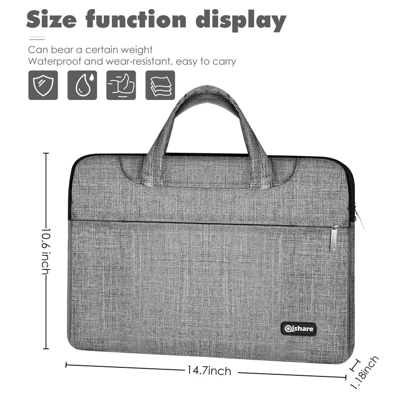 [Australia - AusPower] - Qishare 13.3 14 inch Laptop Case Laptop Shoulder Bag, Multi-functional Notebook Sleeve Carrying Case With Strap for Samsung Acer Asus Lenovo Yoga Macbook pro 13 Ultrabook Chromebook(Gray Lines) 13.3-14" Gray Lines 