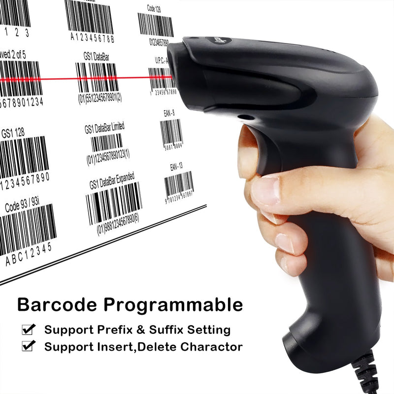 [Australia - AusPower] - USB Barcode Scanner Wired Handheld Laser Bar Code Reader Scanner Black 