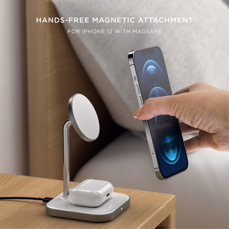 [Australia - AusPower] - Satechi Aluminum 2-in-1 Magnetic Wireless Charging Stand – Compatible with iPhone 13 Pro Max/13 Pro/13 Mini/13 with MagSafe, AirPods Pro 