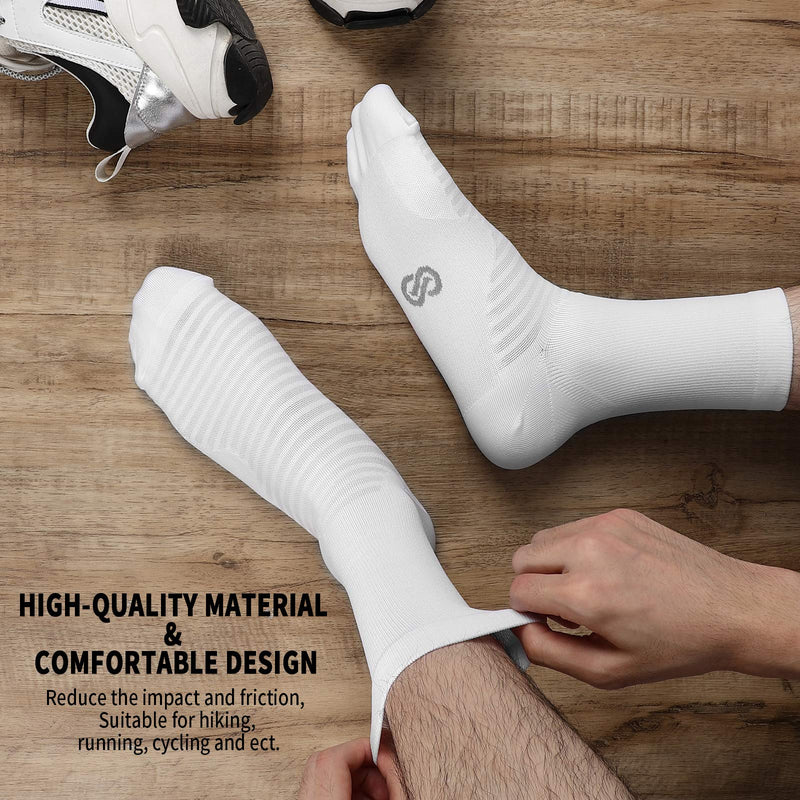 [Australia - AusPower] - PAPLUS Compression Athletic Crew Socks (6 Pairs) for Men & Women Black/White/Gray (2 Pairs Per Each Color) Large-X-Large 