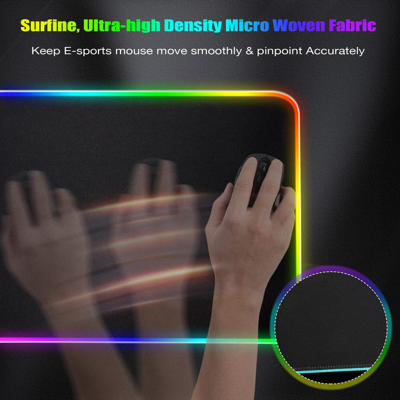 [Australia - AusPower] - Gimars RGB Gaming Mouse Pad with 4 USB Hubs, 15 LED Light Modes Mouse Pad, Extra Large，Non-Slip Rubber Base, Waterproof Desk Pad for Desk Laptop Computer, PC Games, Office Black-RGB+Usb Port 