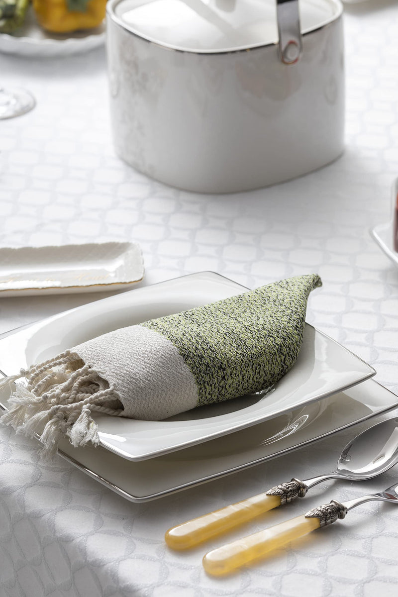 [Australia - AusPower] - Smyrna Original Turkish Cloth Napkins Set of 6 | 100% Cotton, 18 x 18 Inches | Decorative Boho Table Napkins for Dining Table | Versatile Cloth Napkin for Dinner, Wedding and Parties (Pistachio) 18"x18" (Set of 6) Pistachio 