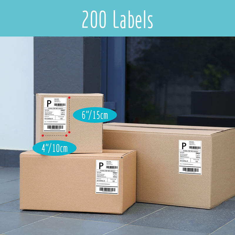 [Australia - AusPower] - 200 PCS Direct Thermal Shipping Labels, 4 x 6 Shipping Labels with Perforation Line High Viscosity Permanent Adhesive Blank Labels Compatible with Rollo and Zebra 4" x 6" 200PCS Foldable 