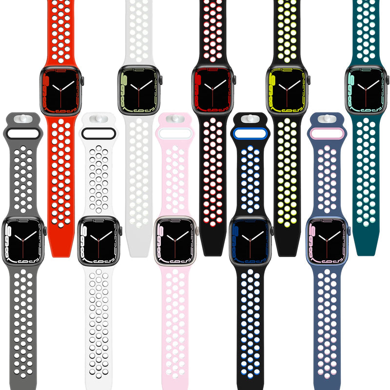 [Australia - AusPower] - N-Hocezyg Sport Bands Compatible with Apple Watch Bands 42mm 44mm 45mm, Breathable Soft Silicone Sport Women Men Replacement Strap Compatible with iWatch Series SE/7/6/5/4/3/2/1 MidN Black/Red 42mm/44mm/45mm 