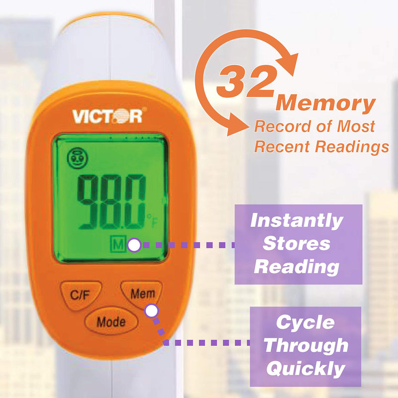 [Australia - AusPower] - Victor T9000 Non-Contact Digital Infrared Forehead and Wrist Thermometer, for Adults and Kids, White/Orange 